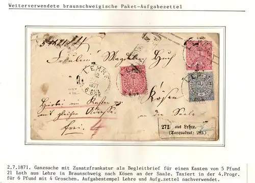 Deutsches Reich Ganzsache mit Zusatzfrankatur als Paketbegleitbrief Taxqu #IB817