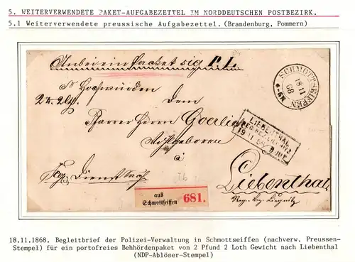 Norddeutscher Bund Paketbegleitbrief für portofreies Behördenpaket #IB681
