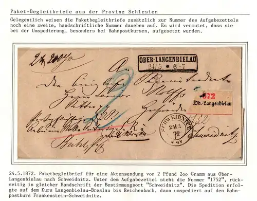 Norddeutscher Bund Paketbegleitbrief umspediert auf Bahnpost #IB685