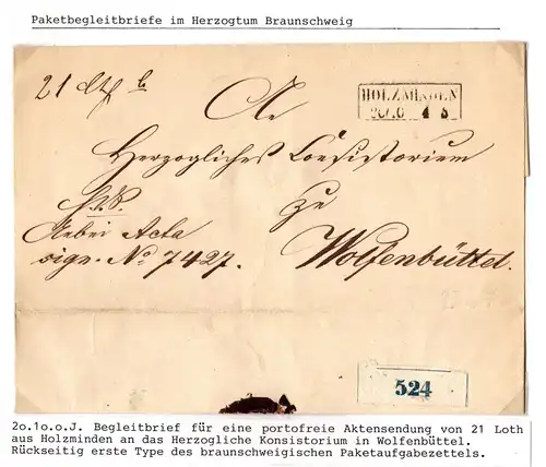 Braunschweig Paketbegleitbrief portofrei mit Aufgabezettel in blau #IB827