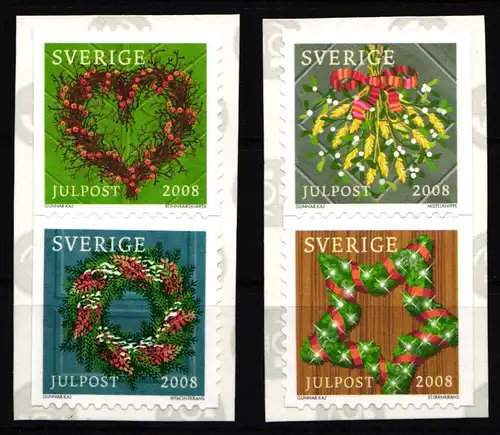 Schweden 2667-2670 postfrisch selbstklebend Weihnachten Türdekoration #IJ982
