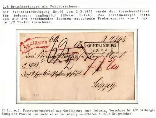 Preußen Paketbegleitbrief mit Postvorschuss aus Quedlinburg #IB732