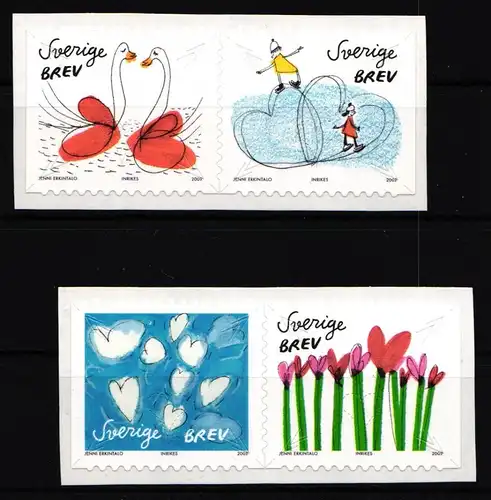 Schweden 2683-2686 postfrisch selbstklebend Grußmarken Schwanenpaar #IK538