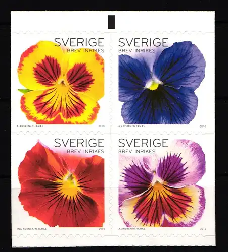 Schweden 2759-2762 postfrisch Viererblock Blumen Gartenstiefmütterchen #IK571