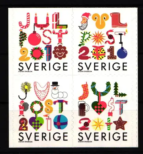 Schweden 2782-2785 postfrisch Viererblock Weihnachten #IK587