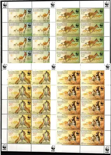 Kasachstan 345-348 postfrisch als Kleinbögen, Pferde, WWF #IG320