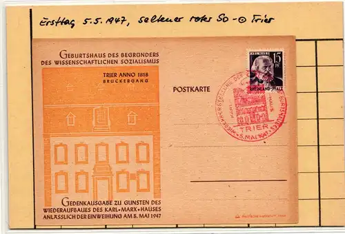 Französische Zone Rheinland-Pfalz 5 auf Postkarte #IS020