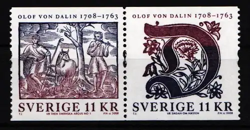 Schweden 2627-2628 postfrisch Paar 300. Geburtstag Olof von Dalin #IJ974
