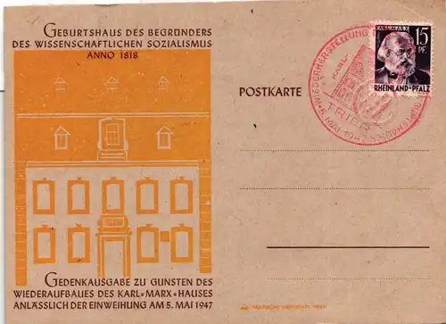 Französische Zone Rheinland-Pfalz 5 auf Postkarte #IS030