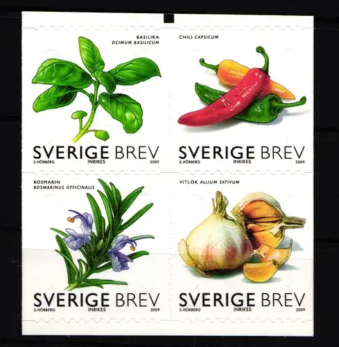 Schweden 2721-2724 postfrisch Viererblock selbstklebend Gewürzpflanzen #IK509