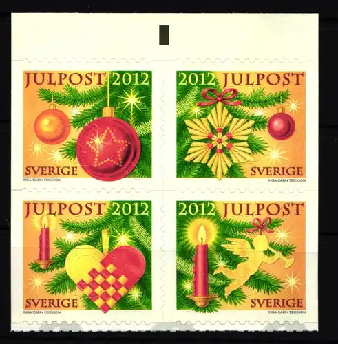 Schweden 2910-2913 postfrisch Viererblock Weihnachten #IK671