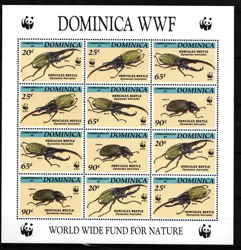 Dominica 1804-1807 postfrisch als Zd-Bogen, Käfer, WWF #IG312