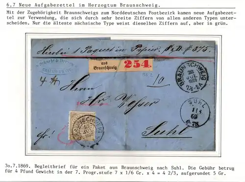 Norddeutscher Bund Paketbegleitbrief mit Aufgabezettel Braunschweig #IB823