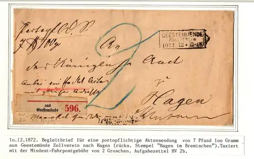 Deutsches Reich Paketbegleitbrief Hannover aus Geestmünde Zollverein #IB869