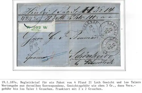 Norddeutscher Bund Paketbegleitbrief mit Aufgabezettel Zusatz W #IB907