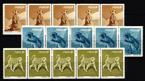 Südwestafrika 493-495 postfrisch Fünferstreifen Wildtiere #IP524