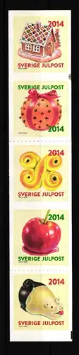 Schweden 3016-3020 postfrisch selbstklebend Fünferstreifen Weihnachten #IK724