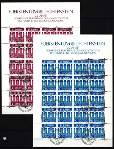 Liechtenstein 837 und 838 gestempelt Kleinbogensatz mit Ersttagsstempel #IH768