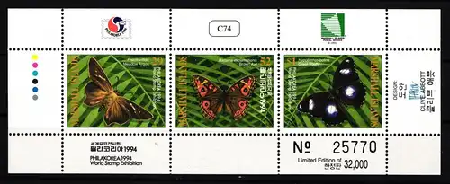 Marshall Inseln 544-546 postfrisch Kleinbogen Tiere Schmetterlinge #IQ690
