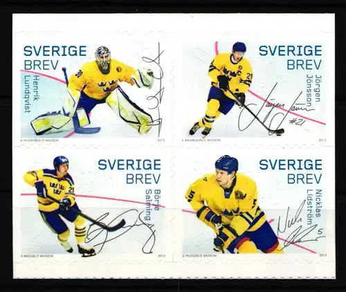 Schweden 2926-2929 postfrisch Viererblock selbstklebend Eishockey WM #IK680