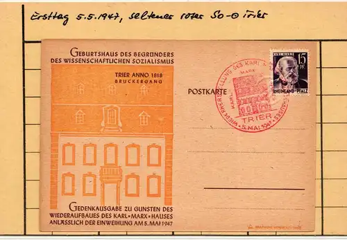 Französische Zone Rheinland-Pfalz 5 auf Postkarte #IS016