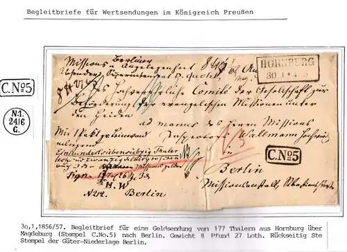 Preußen Paketbegleitbrief Wertsendung Hornburg - Magdeburg #IO528