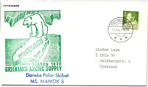 Grönland 71 auf Brief als Einzelfrankatur Arktis Expedition, MS Nanok S #IS045