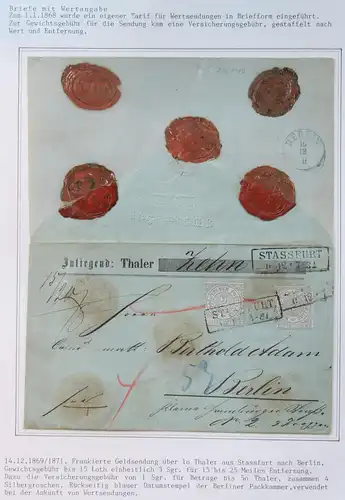 Norddeutscher Bund Frankierte Geldsendung Stassfurt - Berlin #IO546