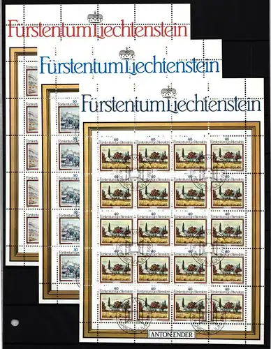 Liechtenstein 821-823 gestempelt Kleinbogensatz mit Ersttagsstempel #IH759