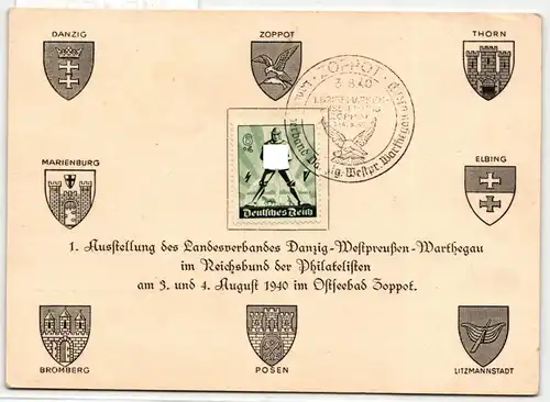 Deutsches Reich 748 auf Postkarte Ausstellung des Landesverbandes Danzig #IP459