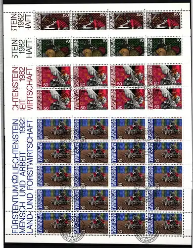 Liechtenstein 802-805 gestempelt Kleinbogensatz mit Ersttagsstempel #IH747