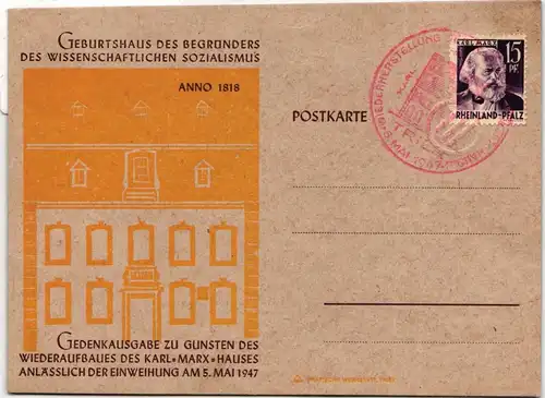 Französische Zone Rheinland-Pfalz 5 auf Postkarte #IS024