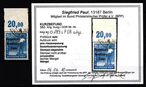 SBZ 189c P OR ndgz gestempelt mit Kurzbefund Paul BPP #IO595