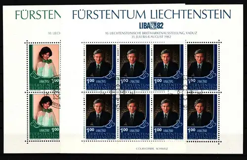 Liechtenstein 797 und 798 gestempelt Kleinbogensatz mit Ersttagsstempel #IH743