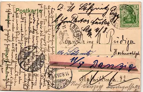 Deutsches Reich 85 I auf Postkarte als Einzelfrankatur Irrläufer Danzig #IT027