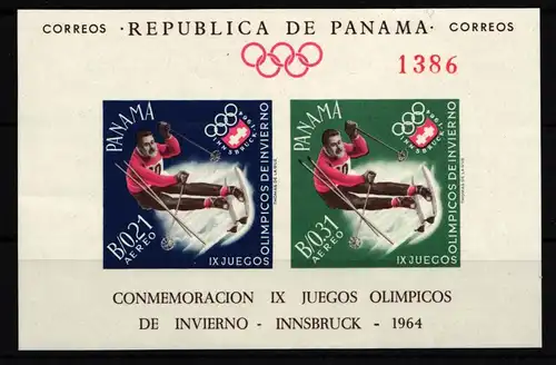 Panama Block 14 mit 683 und 684 postfrisch Olympische Winterspiele 1964 #IQ740