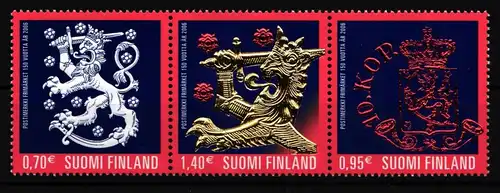 Finnland 1822-1824 postfrisch Dreierstreifen 150 J. finnische Briefmarken #IK931
