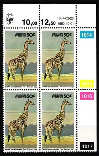 Südwestafrika 490 postfrisch Viererblock / Wildtiere #IP556