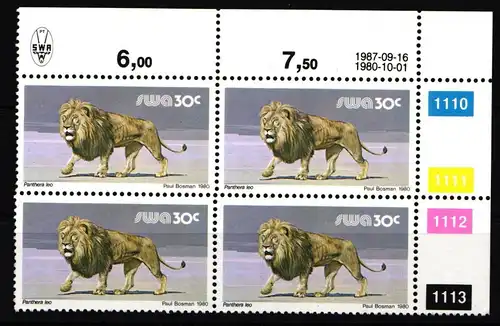 Südwestafrika 489 y postfrisch Viererblock / Wildtiere #IP558