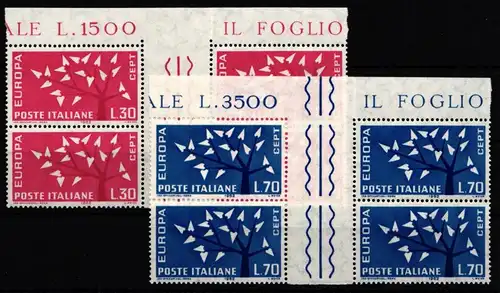 Italien 1129-1130 ZW postfrisch CEPT, als Viererblöcke, gefaltet #IG573