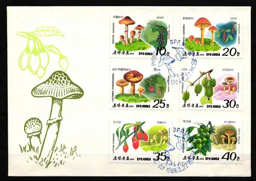 Korea 2999-3004 gestempelt Brief Pflanzen Pilze und Beeren #IQ756
