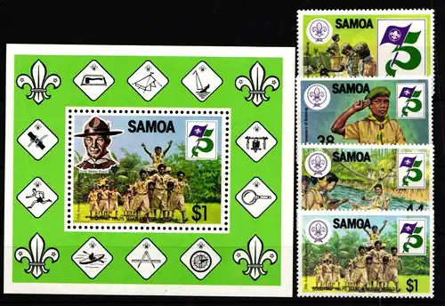Samoa 481-484 und Block 8 postfrisch Pfadfinder #IO621