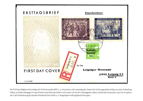 SBZ 185 c, 198, 199 b als Ersttagsbrief portogerecht, Kurzbefund Paul BPP #IP488