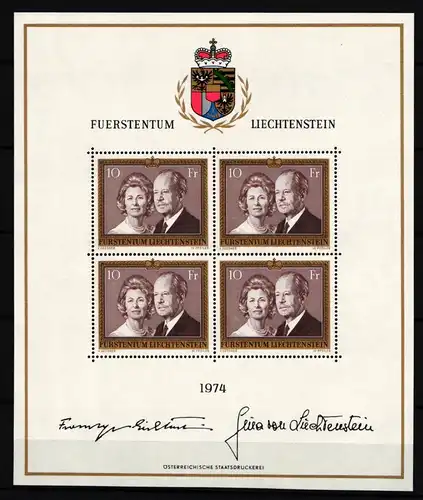 Liechtenstein 614 postfrisch Kleinbogen / Fürsten #IH806