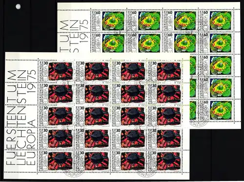 Liechtenstein 623 und 624 gestempelt Kleinbogensatz mit Ersttagsstempel #IH813