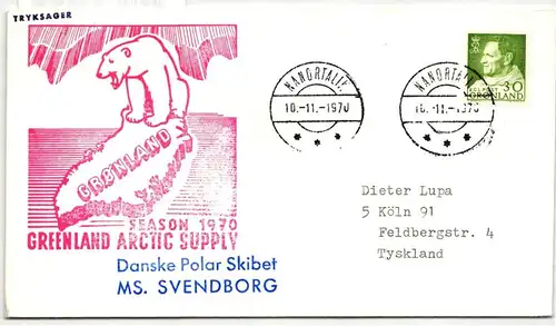Grönland 71 auf Brief als Einzelfrankatur Arktis Expedition, MS Svebdborg #IS044