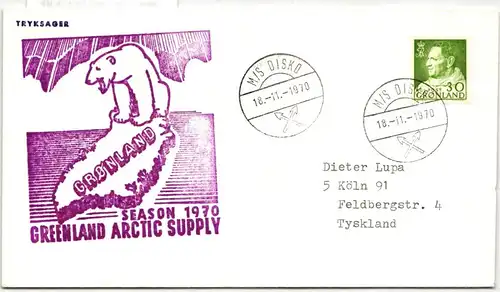 Grönland 71 auf Brief als Einzelfrankatur Arktis Expedition, MS Disko #IS042