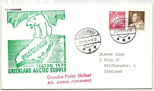 Grönland 48, 53 auf Brief als Einzelfrankatur Arktis Expedition, MS Frida #IS050