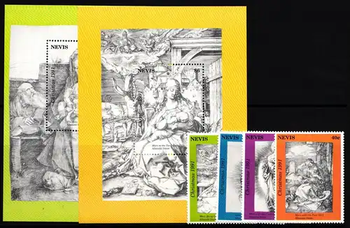 Nevis 647-650 und Block 40 und 41 postfrisch Albrecht Dürer #IH892