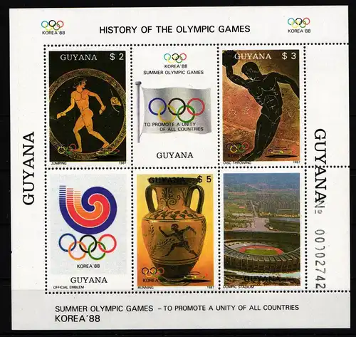 Guyana Block 20 mit 2061–2063 postfrisch Olympia KOREA ’88 #IQ725